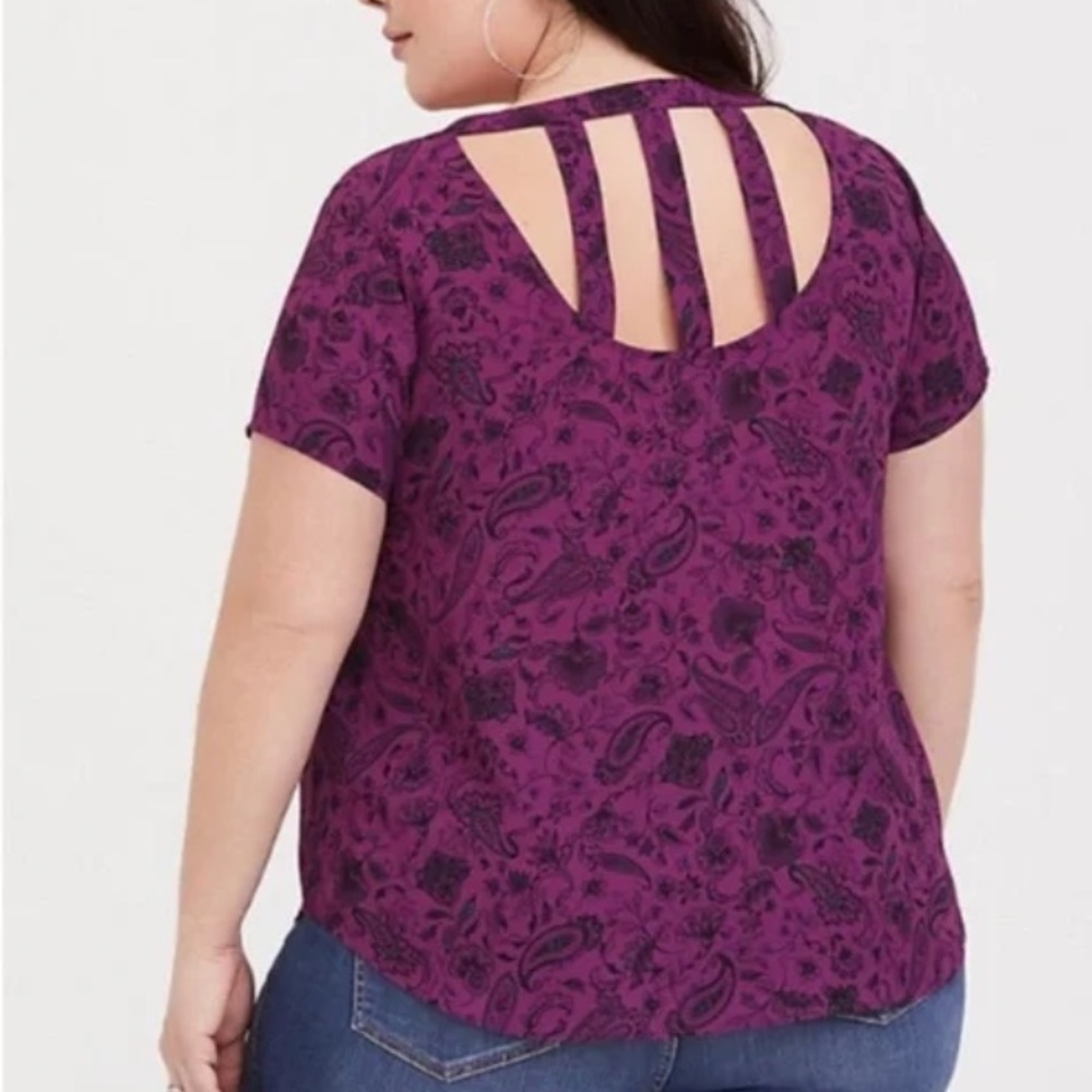 Torrid paisley print cage back short sleeve blouse top plus size 2X